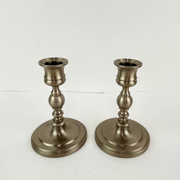 Baldwin 4.5" Candlestick Platinum Mist Brushed Nickel Pair - Picture 1 of 4